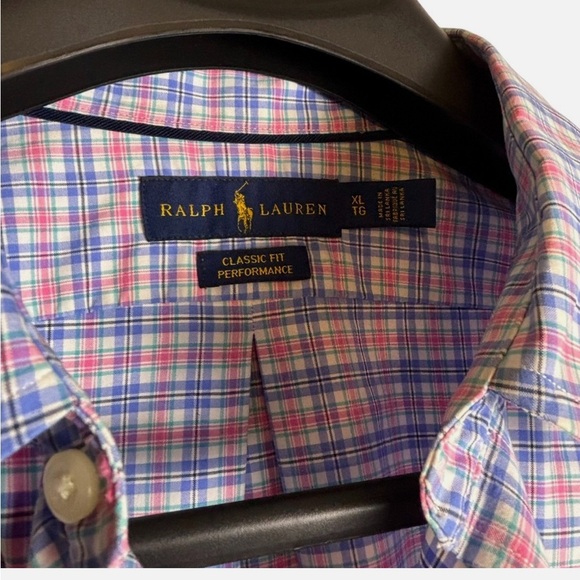 Ralph Lauren Shirt Men's XL Classic Fit Button Performance Blue Pink Check Nylon - Picture 3 of 6